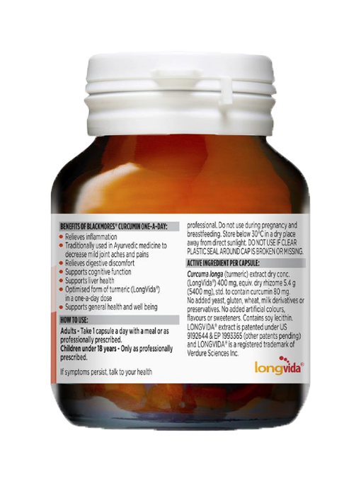 Blackmores - Curcumin One A Day 30 Viên Nang -  Hàng Auth Từ Úc