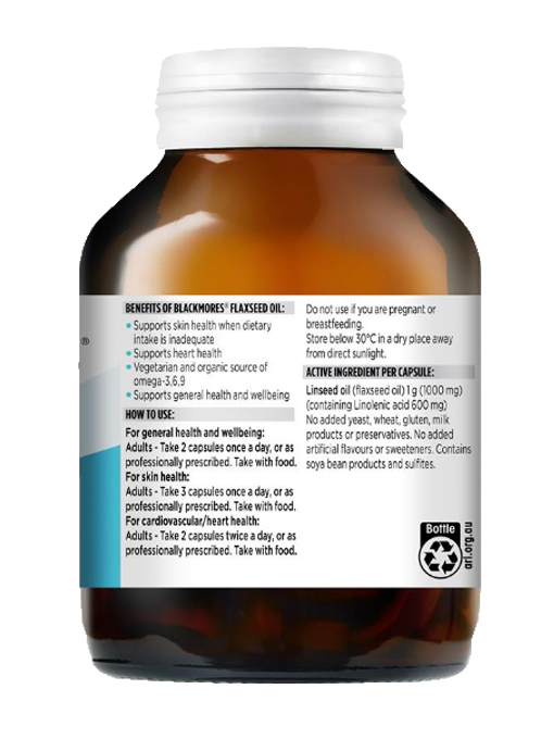 Blackmores - Flaxseed Oil 1000mg 100 Viên Nang Chay - Hàng Auth Từ Úc