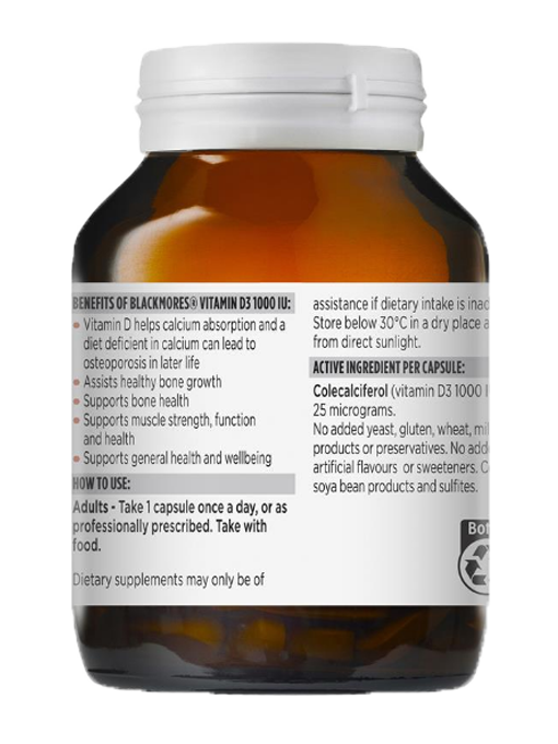 Blackmores - Vitamin D3 1000IU 200 Viên Nang -  Hàng Auth Từ Úc 