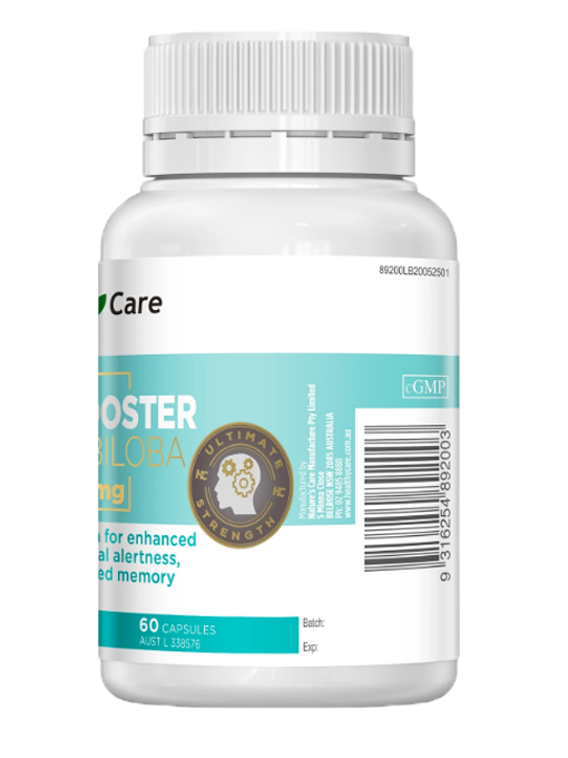 Healthy Care - Brain Booster Ginkgo Biloba 6000mg 60 Viên Nang -  Hàng Auth Từ Úc