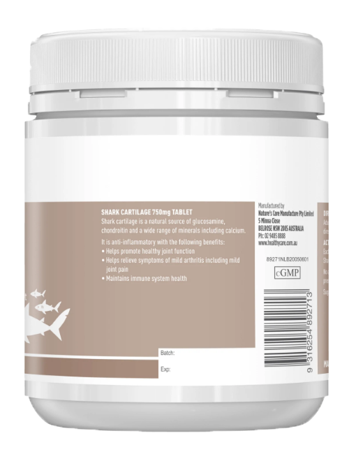 Healthy Care - Shark Cartilage 750mg 200 Viên Nén -  Hàng Auth Từ Úc