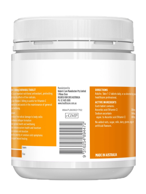 Healthy Care - Vitamin C 500mg 300 Viên Ngậm -  Hàng Auth Từ Úc