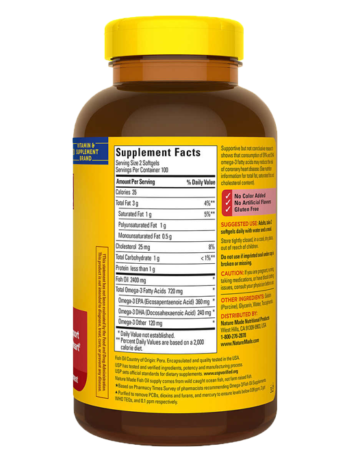 Nature Made - Dầu Cá 1200 mg 200 Viên Nang - Hàng Auth Từ Mỹ