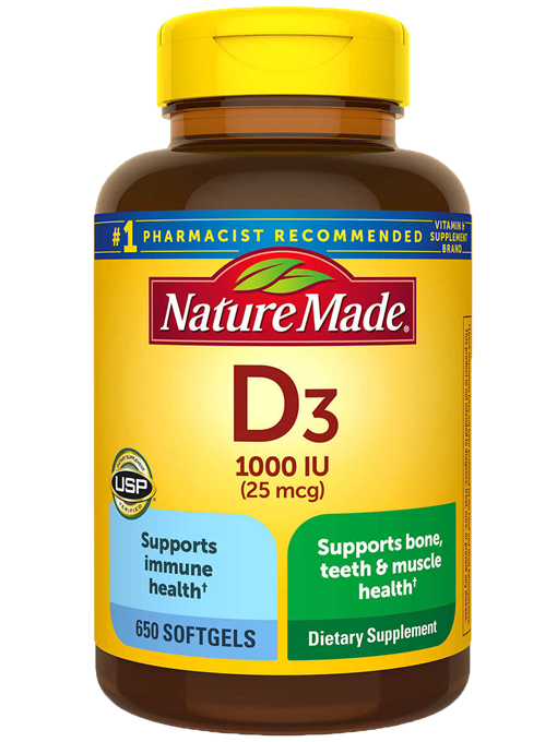 Nature Made - Vitamin D3 25 mcg 650 Viên Nang - Hàng Auth Từ Mỹ