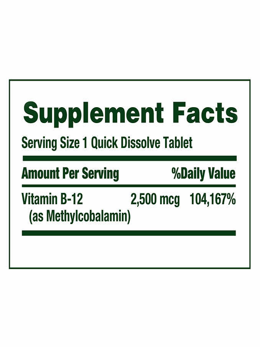 Nature's Bounty - Vitamin B12 2500 mcg 300 Viên Nén - Hàng Auth Từ Mỹ