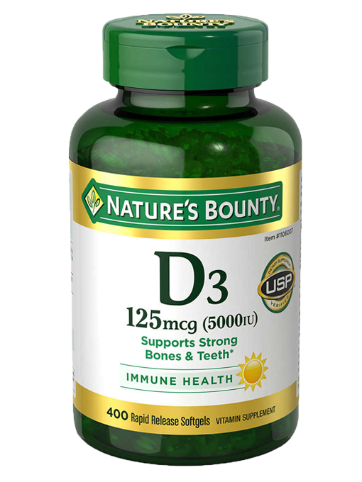 Nature's Bounty - Vitamin D3 125 mcg 400 Viên Nang - Hàng Auth Từ Mỹ