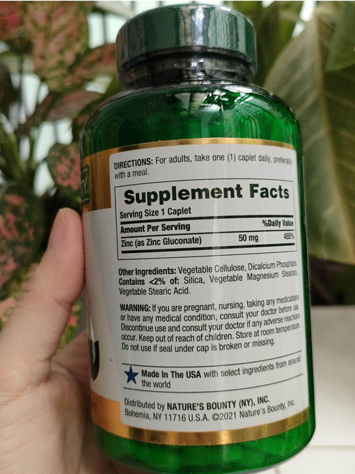 Nature's Bounty - Zinc 50mg  400 Viên Nén - Hàng Auth Từ Mỹ
